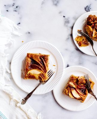 Pear tart served on a plate