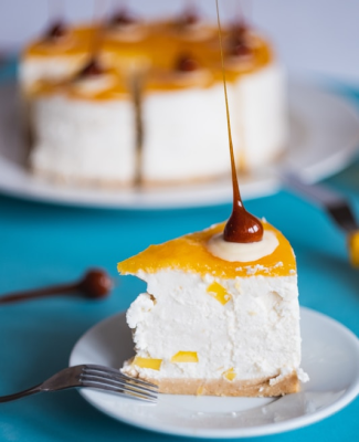 Slice of lemon cheesecake